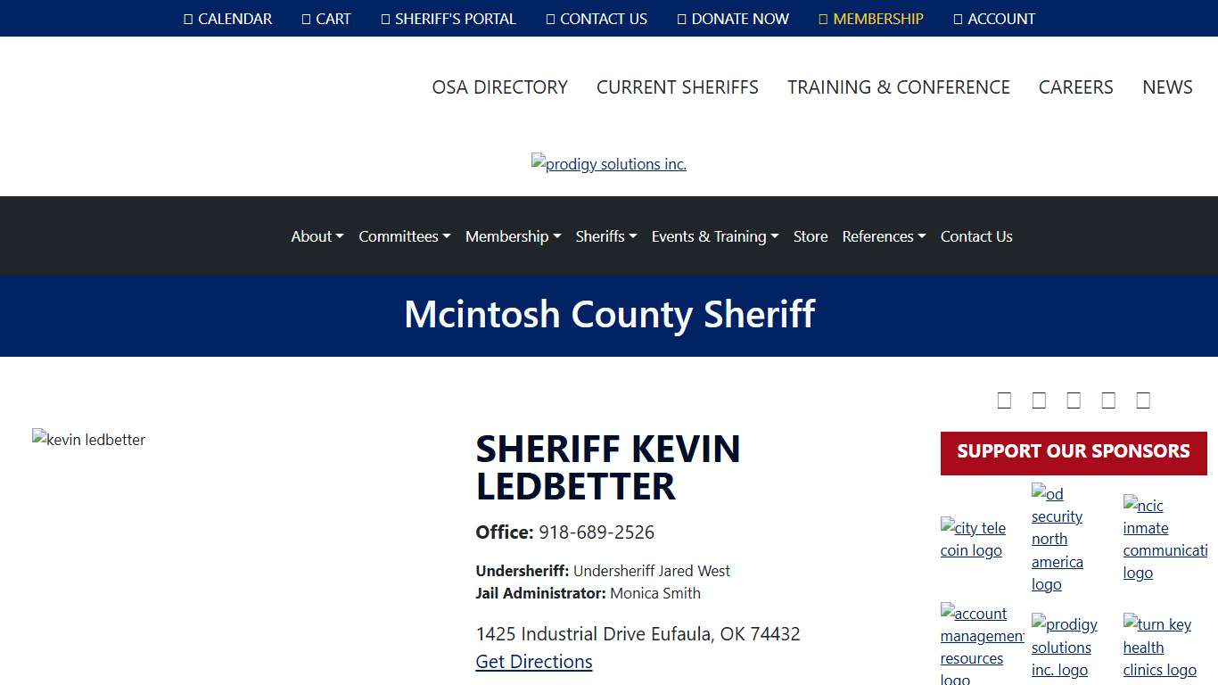 Mcintosh Sheriff Kevin Ledbetter - Oklahoma Sheriff's Association