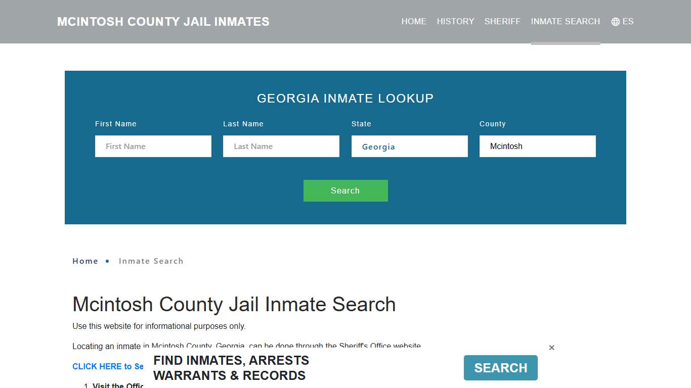 Mcintosh County, GA Detainee Lookup